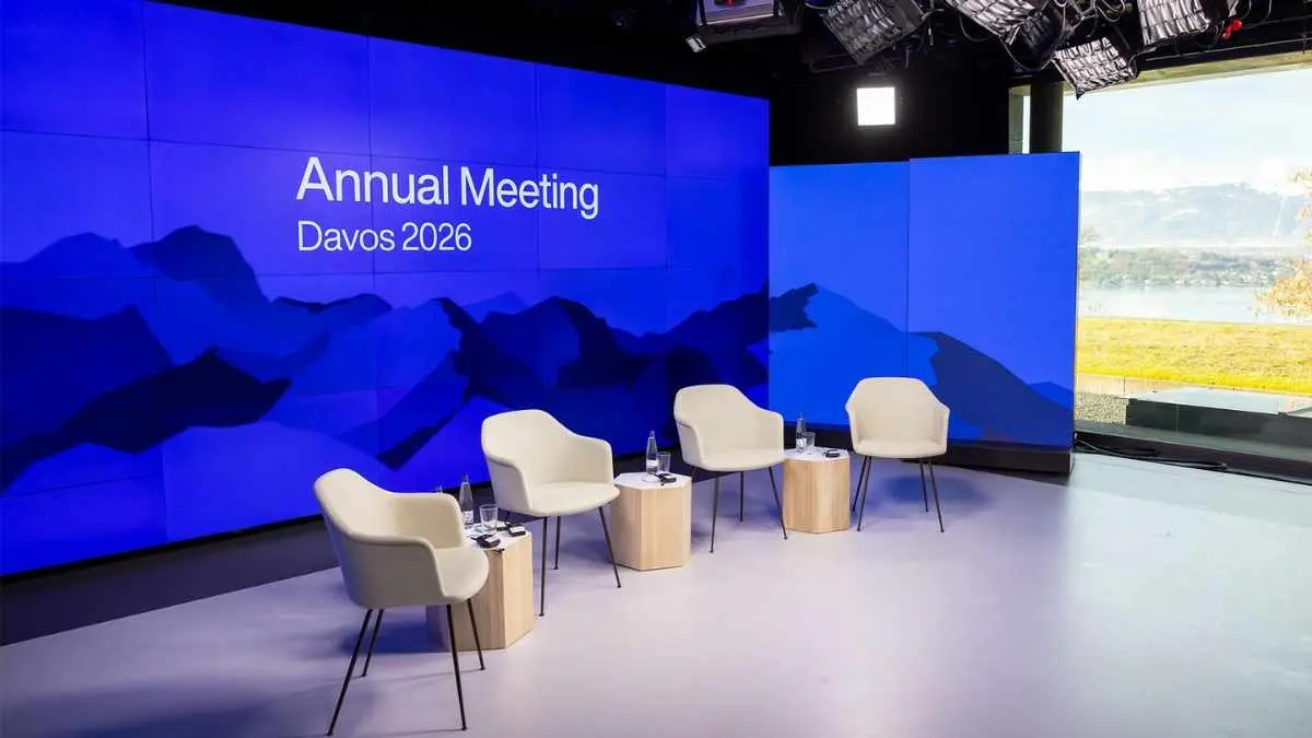 Bloomberg House at Davos event context — campaign shown in the environment where it was experienced by its global financial audience