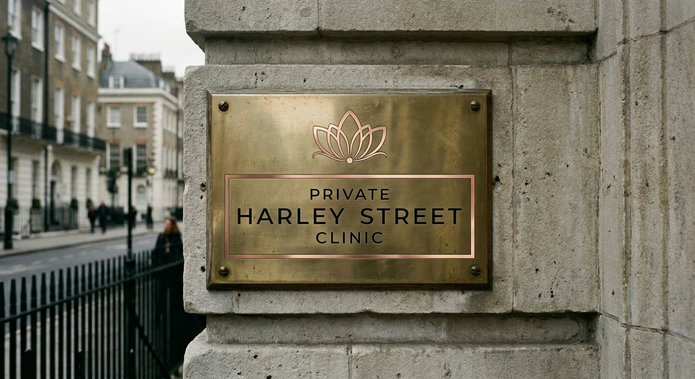 The Private Harley Street Clinic wayfinding in-situ — directional signage or environmental graphic within the clinic